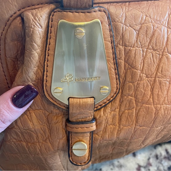B. Makowsky Tan Leather Handbag - Picture 6 of 10